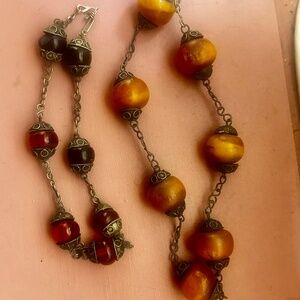 2 Moroccan resin and metal necklaces